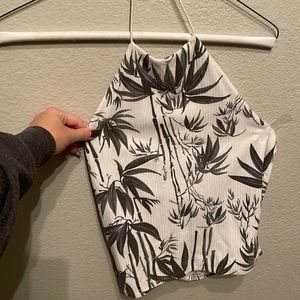 White and grey palm tree halter top